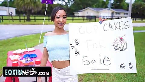 Tiny Ebony Babe Decides To Sell Her Muffin And Earn More Money Instead